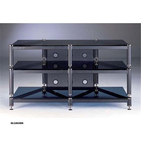 VTI MANUFACTURING VTI Manufacturing BLG503BB 5 Black Capspike Black Poles3 Black Glass Shelves Stand BLG503BB